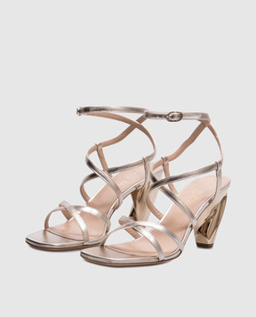 Christian Dior Золотисті шкіряні босоніжки KCQ570LAM
