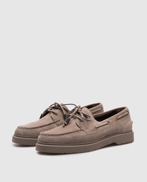 Brunello Cucinelli Бежевые замшевые топпсайдеры Sail MZSFG2955