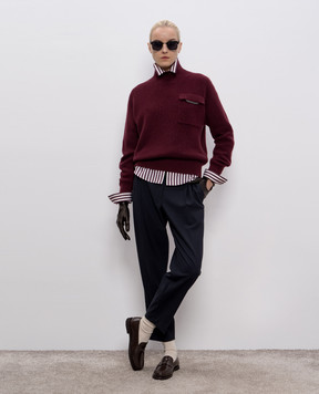 Brunello Cucinelli Бордовий светр з кашеміру з ланцюжком моніль M12721704P
