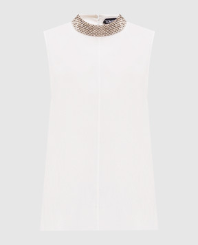 Tom Ford Белый топ из шелка с кристаллами TS2103SDE487