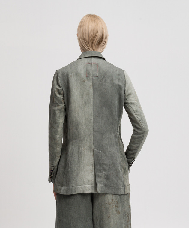 UMA WANG Зеленый жакет на запах Klhoe со льном UW6031 изображение 4