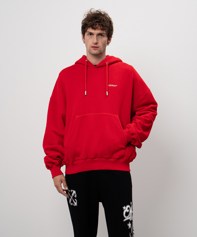 Off-White Красные худи с принтом логотипа OMBB118F24FLE006 изображение 3