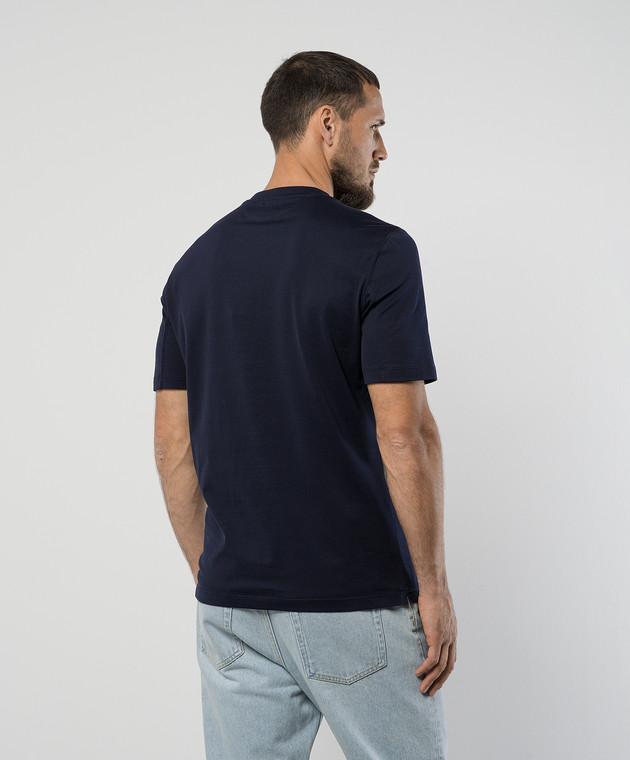 Brunello Cucinelli Синяя футболка с вышивкой логотип логотип логотип M0B137444G изображение 4
