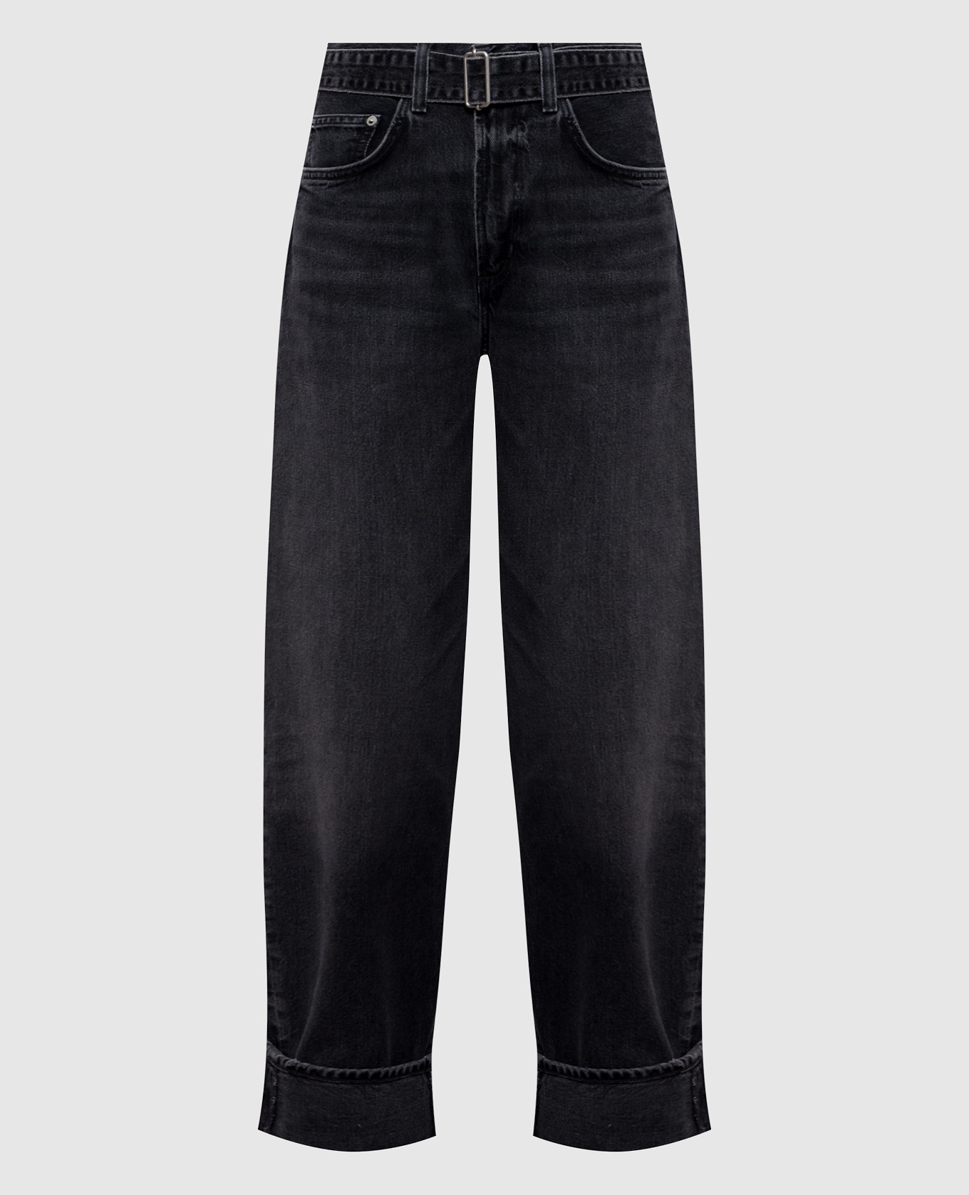 

Серые джинсы с поясом, Серый, Прямые джинсы