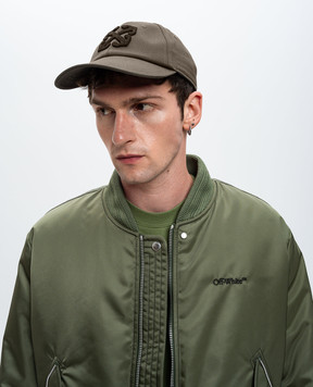 Off-White Кепка кольору хакі з нашивкою логотипа Arrow OMLB069F24FAB006