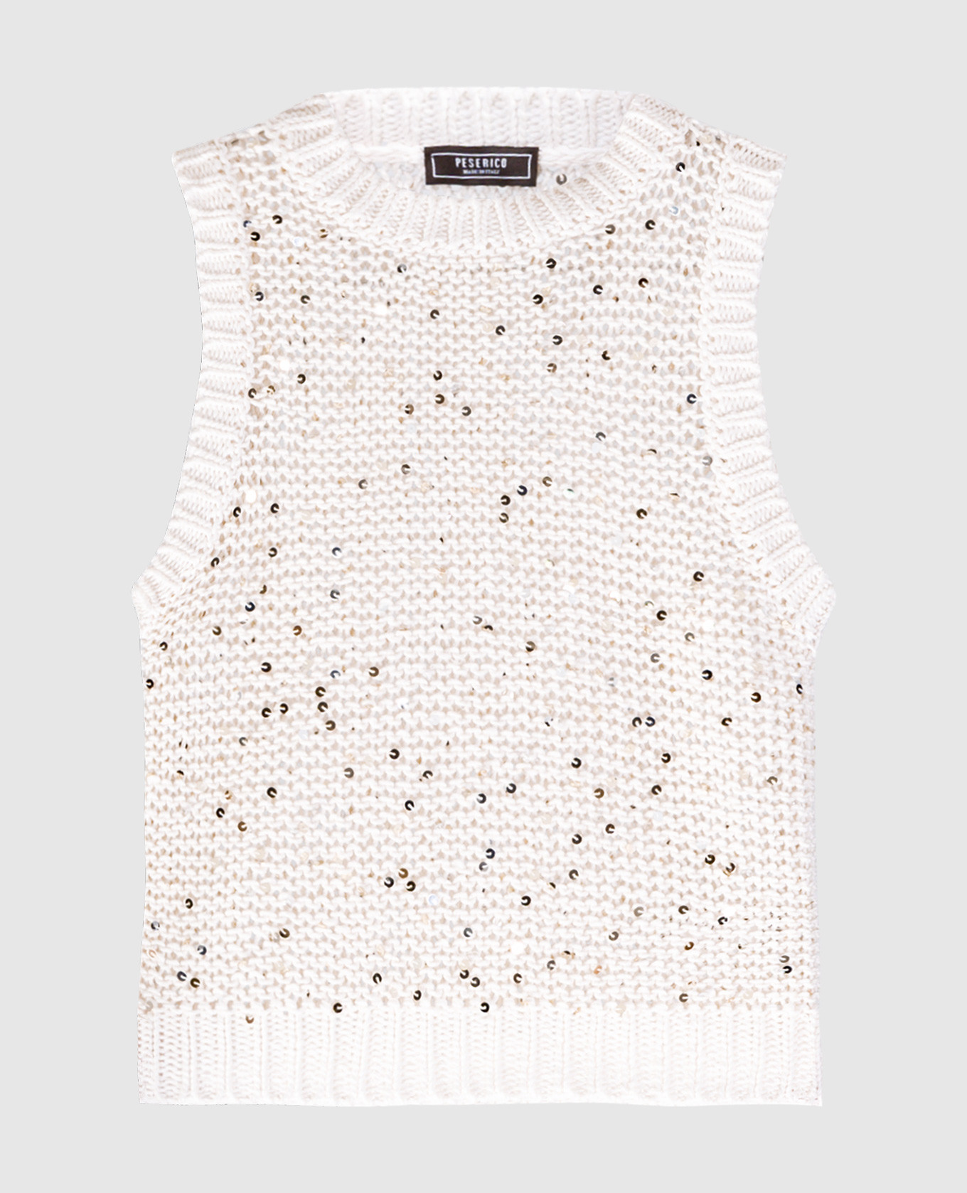 White vest with sequins