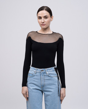 Thierry Mugler Чорне боді з прозорою вставкою 25P2BO02771131