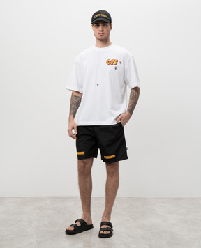 Off-White Черные шорты для плавания с принтом OMFD013S25FAB003