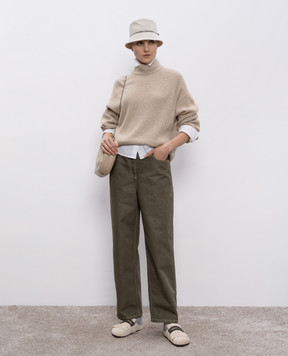 Brunello Cucinelli Джинси кольору хакі з люрексом MA176P5978