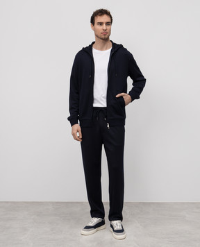 Brunello Cucinelli Синяя спортивная куртка из кашемира и шелка. MM8359069G