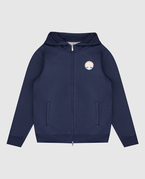 Brunello Cucinelli Дитяча синя спортивна куртка з принтом BW863E187C