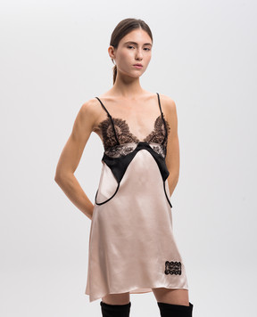Off-White Рожева сукня із шовку з мереживом OWDJ001F24FAB001