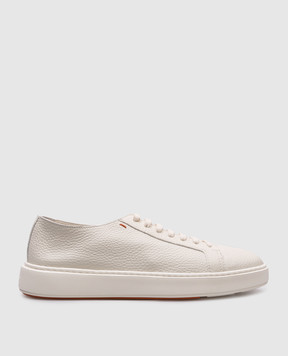 Santoni Білі шкіряні кеди з патчем логотипа MBCD21430BARCMMD