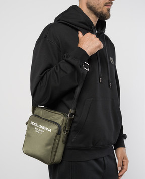 Dolce&Gabbana Зеленая сумка через плечо с фактурным логотипом BM2294AG182