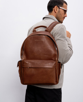 Brunello Cucinelli Коричневый кожаный рюкзак Travel MBZIBU243