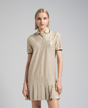 Brunello Cucinelli Бежевое платье с люрексом ML947AEN41