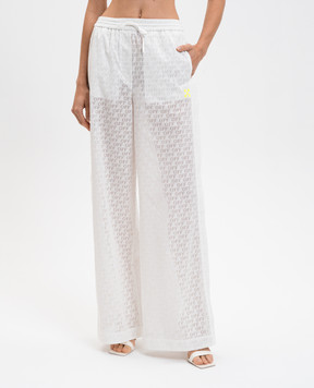 Off-White Білі штани у візерунок логотипа Off 2CA196T25FAB001