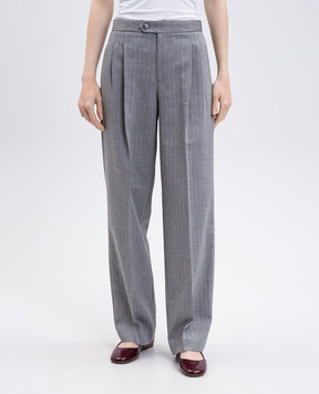 Twinset Серые брюки с шерстью в узор 252TP2632