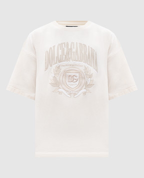 Dolce&Gabbana Бежева футболка з геральдичним логотипом G8SH6ZG7O2H