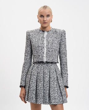 Balmain Білий твідовий укорочений жакет FF0SD227XL35
