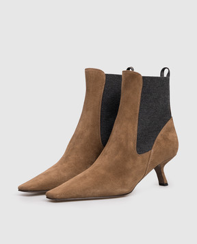Brunello Cucinelli Коричневые замшевые ботильоны с цепочкой мониль MZSFC3054P