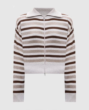 Brunello Cucinelli Серый кардиган в полоску M19251506P