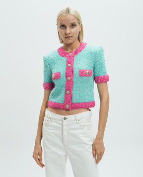Balmain Зеленый кардиган с люрексом DF1KL027KG70