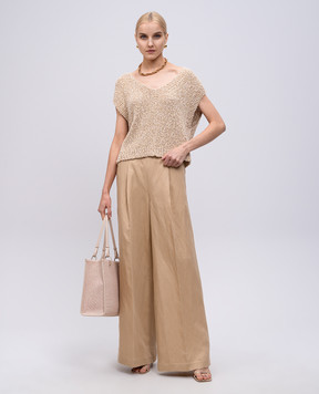 Twinset Бежевый жилет с люрексом 251TT3383