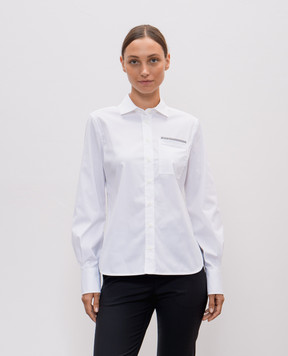 Brunello Cucinelli Белая рубашка с цепочкой мониль из эколатуни M0091NQ316