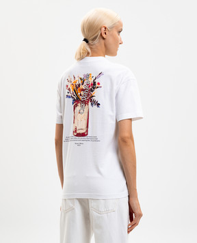 Off-White Біла футболка з принтом логотипа Flower 2AA089F25JER005