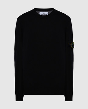 Stone Island Чорний джемпер з вовни з нашивкою логотипа 8115510C4