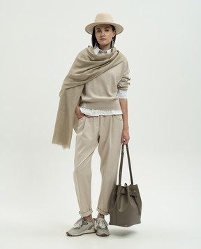 Brunello Cucinelli Бежевий джемпер з кашеміру з ланцюжка моніль M12167908P