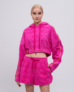 Versace Розовое махровое укороченное худи с логотипом 10201441A14584
