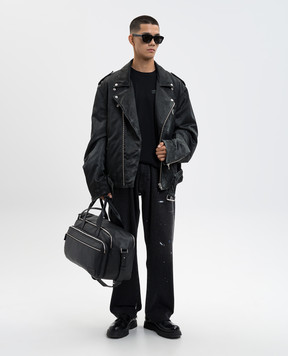 Maison Margiela MM6 Чорні джинси з ефектом потертості SH0LA0027M30011