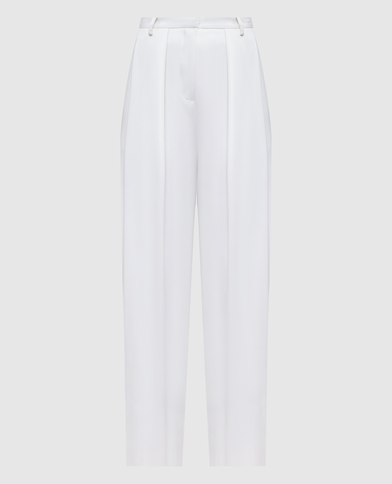 Белые брюки из шерсти с высокой посадкой