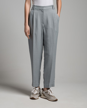 Brunello Cucinelli Серые брюки с леном с цепочкой мониль MH126P8292