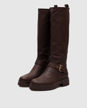 Gianvito Rossi Коричневые кожаные сапоги Thiago G8015120GOMFLA