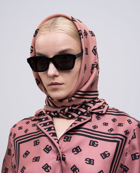 Dolce&Gabbana Розовый платок из шелка в принт логотипа. FN090RGDB7Z