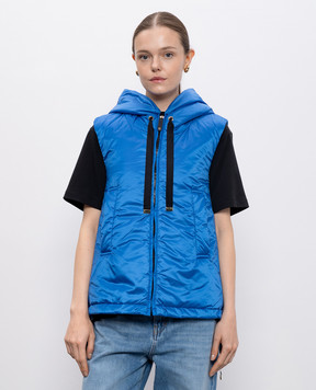 Max Mara Синий жилет GREENGO с капюшоном GREENGO