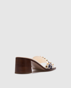 Valentino Бежевые комбинированные мюли COUNTY SLIDE 6W2S0LQ4CQL