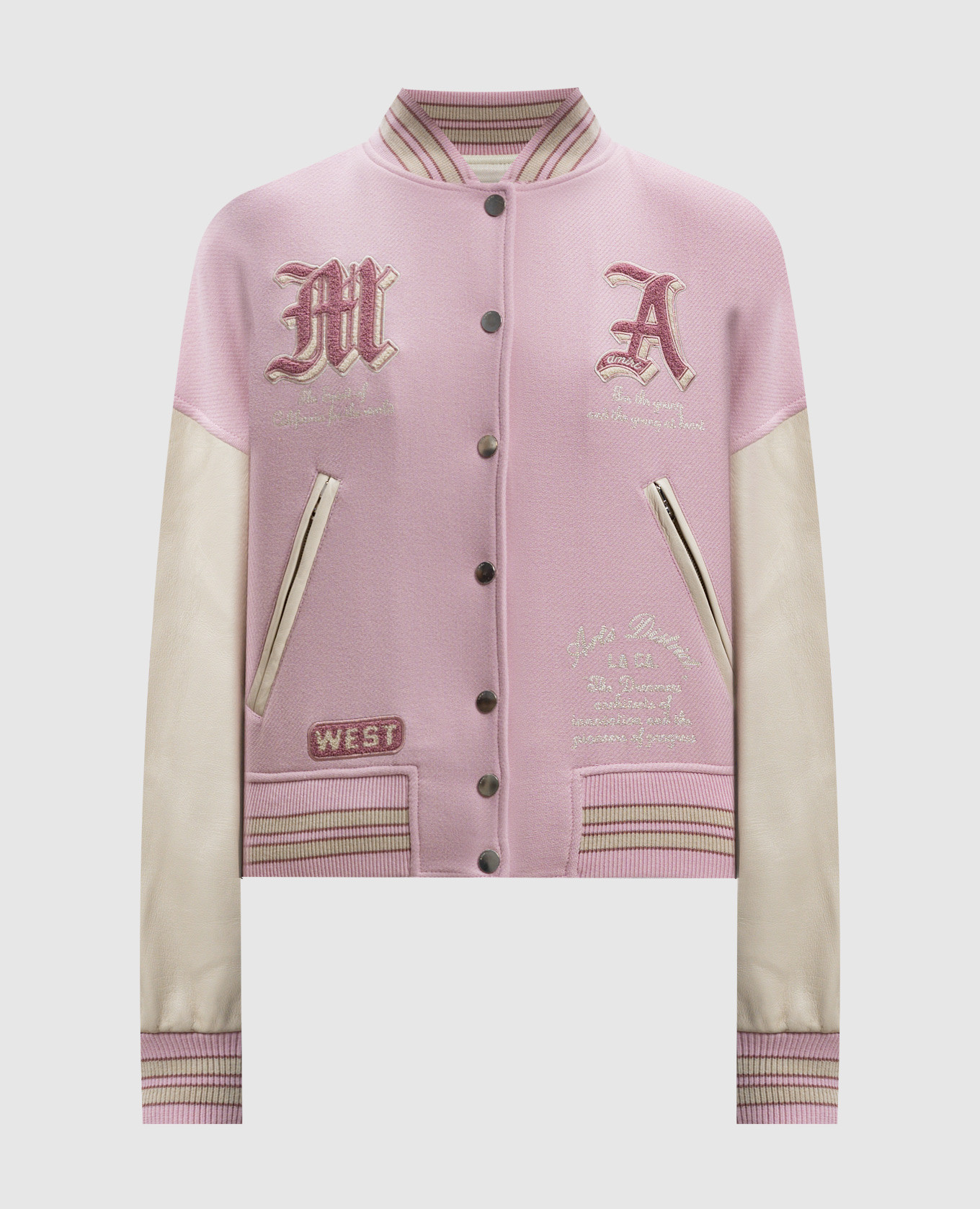 

Розовый комбинированный бомбер Dream Team Varsity с шерстью, Бомберы