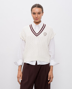 Brunello Cucinelli Белый жилет из кашемира с логотипом M12731512