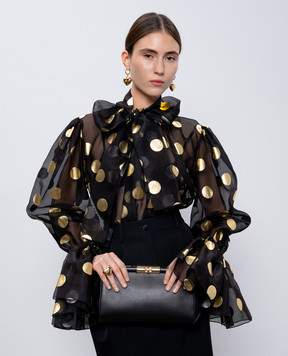 Dolce&Gabbana Черная кожаная сумка Marlene с гравировкой логотипа. BB7672AF984