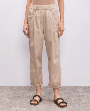 Brunello Cucinelli Бежевые брюки с цепочкой мониль M0H93P7894