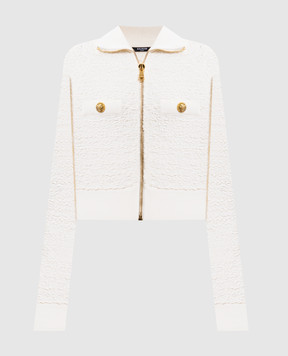 Balmain Біла твідова куртка FF0TE200KJ16
