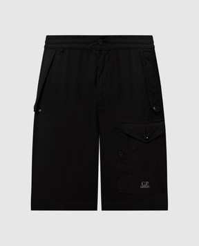 C.P. Company Черные шорты с вышивкой логотипа MBE060A006475G