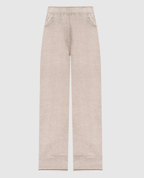 Brunello Cucinelli Бежевые брюки из льна MM633HD669