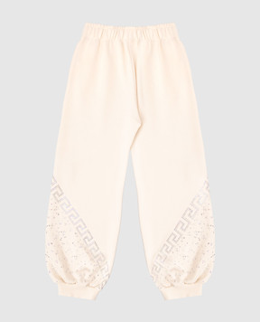 Versace Детские бежевые джогеры с кристаллами 10207821A15112