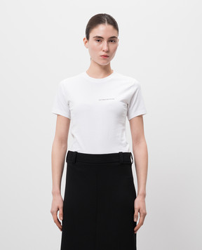 Victoria Beckham Біла футболка з принтом логотипа 1424JTS005890A