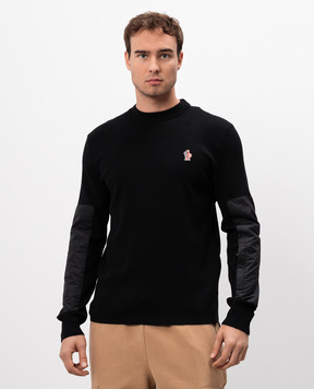 Moncler Grenoble Черный свитер из шерсти с нашивкой эмблемы. J20979C00006M1122